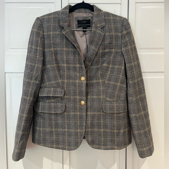 EUC J. Crew Plaid Gingham Wool Schoolboy Blazer - Picture 1 of 6